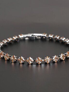 925 Sterling Silver 7" Womens 2ct Champagne Diamond Tennis Bracelet New Jewelry